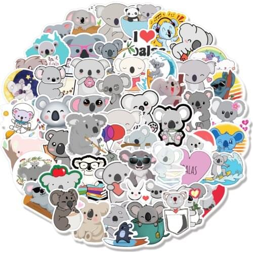 50PCS/Pack Cute Koala Graffiti Stickers For Laptop Notebook Motorcycle Skateboard Computer Luggage Animal Sloth Decal Sticker