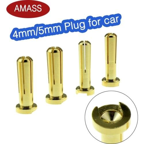 AMASS 4mm 5mm Banana Plugs Male Authentic Alotted aft Beveled Stable Current 40A 7U Gold Plating For RC Car