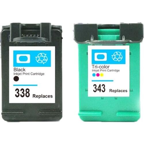 ASW 338XL 343XL Remanufactured Ink Cartridge Replacement for HP 338 343 for HP338 Deskjet 5740 6520 6540 6840 Photosmart 8150