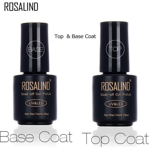 ROSALIND 7ml Base&Top Coat Nail Gel Polish Multi-Use Transparent Nail Primer Semi Permanent Nail Art Soak Off Gel Varnish UV