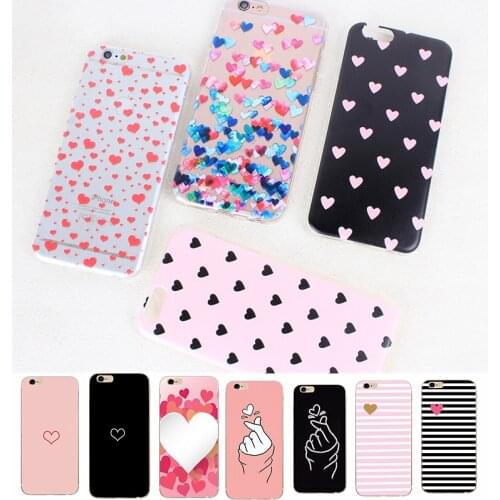 Phone Case For iPhone 6 6s 7 8 Plus X XS Fashion Cute Cartoon Ultra-thin Cute Couple Pink Love Heart Clear Soft TPU For iPhone X