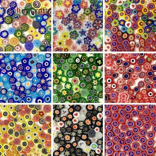 Chzimade Mixed Flower Round Bead Diy Mosaic Glass Mirror Handmade Ornaments Accessory Candle Holder Lampshade Craft