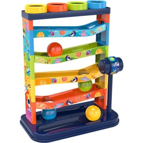 Kids Rolling Ball Drop Toy for Babies Toddlers 5 Layer Tower Run with Swirling Ramps & 4 Balls Educational Development Toys