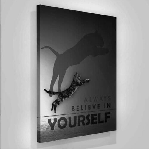 Wild Animal Posters Cat Tiger Painting Office Motivational Phrase Printing Inspiring Word Quotes Canvas Wall Art Poster Painting