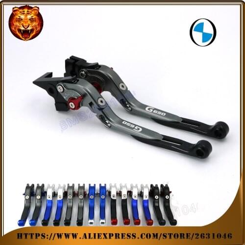 For BMW G650GS 650GS GS 08-16 G650 Sertao 10-15 LOGO BLACK BLUE Motorcycle Adjustable Folding Extendable Brake Clutch Lever