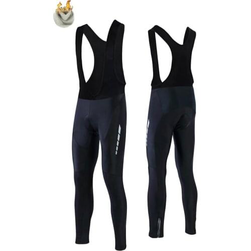 FASTCUTE Gibson 3D Padded Coolmax Gel Winter Thermal Long Cycling Bib Pants Fleece MTB Bike Bicycle Racing Bib Shorts
