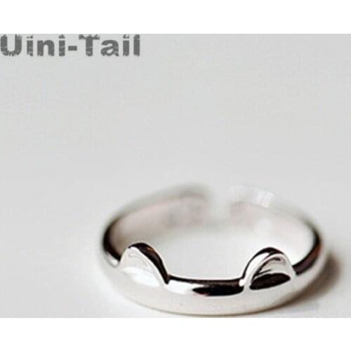 Hot 925 sterling silver cat ear opening adjustable ring female fashion trend high quality ring fresh small design