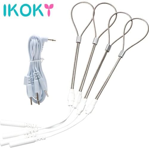 IKOKY Cock Rings Electric Shock Wire Loop Electric Penis Massager Delayed Ejaculation Sex Toys for Men Male Penis Stimulator