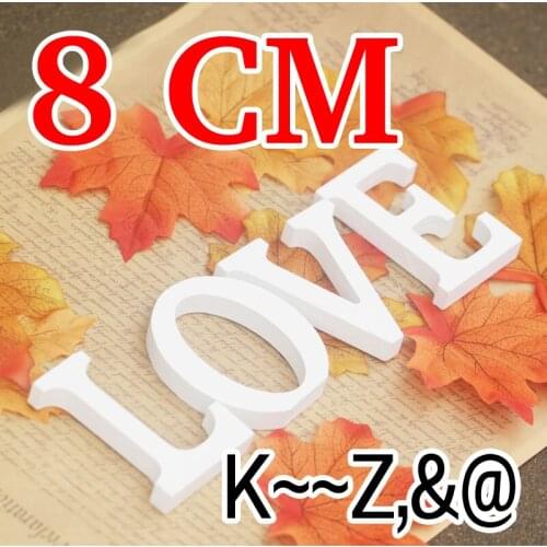 Artificial Wooden White Letters trumpet 8cm imitation Wood Letters Home Decoration Wedding Birthday wedding decoration Gift