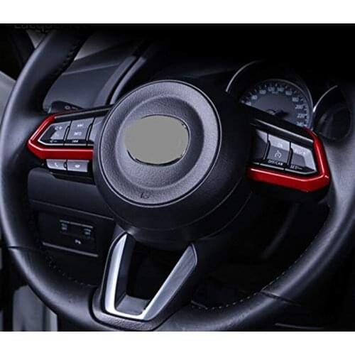 Red ABS Interior Steering Wheel Cover Trim for Mazda CX-3 CX3 2016-2018 FashionInterior Accessories Interior Mouldings 1 pair (1