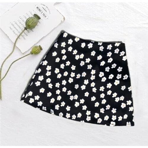 Summer 2021 New Womens Miniskirt High Waisted Satin Print Short Skirt With Zipper Pink Floret Sexy Half Length A-Line SkirtC013