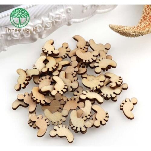 100pcs Footprint Random Mix Wood Chip For Handmade DIY Craft Without Hole Wood Chips Decorative Embellishments Crafts