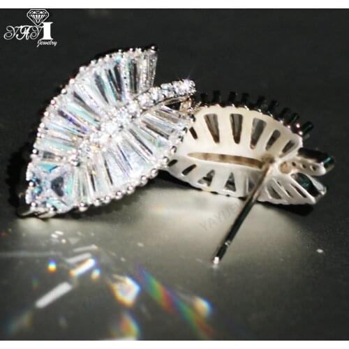 YaYI Fashion Princess Cut White Natural Gemstones Cubic Zirconia Silver Color Wedding Party Ear Stud Precious Tassel Earrings