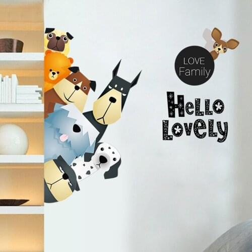 Cartoon Animals Wall Stickers Living Room Decoration Kids Bedroom Door Paste Creative Vinyl DIY Decals
