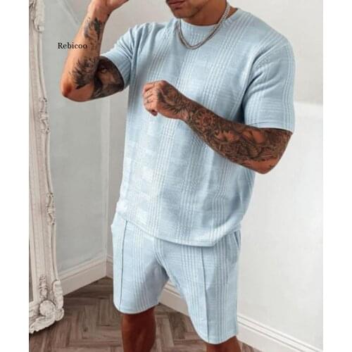 Mens Short-Sleeved Shorts Two-Piece Sports Trend Casual Suit Men