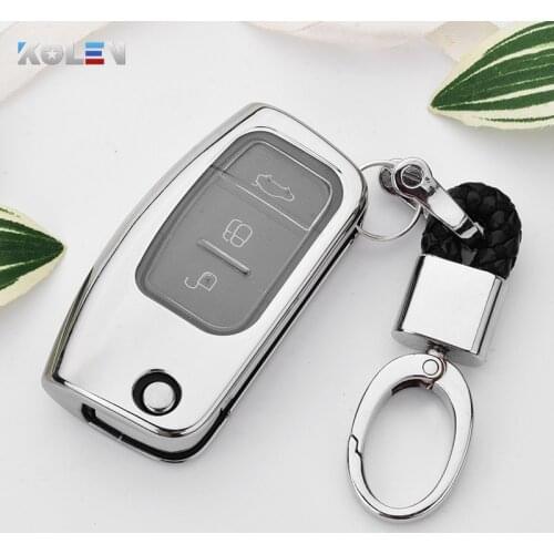 Plating Soft TPU Car Remote Key Case Cover Holder Fob For Ford Fiesta Focus 3 MK3 Mondeo Kuga EcoSport B-Max C-Max Falcon Escape