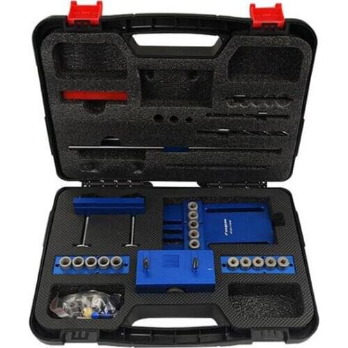 28pcs Aluminium Alloy Dowelling Jig Set Wood Dowel Drilling Position Cam Kit for woodworking with Case