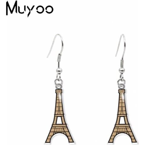 2020 New Arrival World Travel Famous Landmark Eiffel Tower Pyramid Handmade Epoxy Acrylic Resin Fish Hook Dangle Earrings