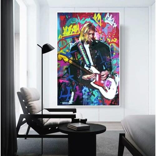 Man Rock Singer Pop Street Graffiti Art Canvas Painting Cuadros Posters Prints Wall Art for Living Room Home Decor (No Frame)