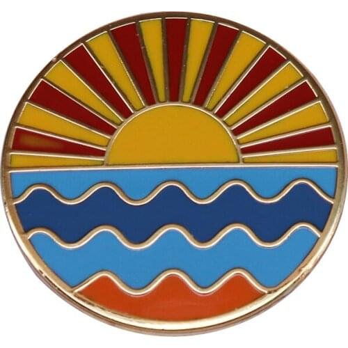 Sunrise on the Ocean Vintage Style Pin Beautiful Piece of Art Jewelry