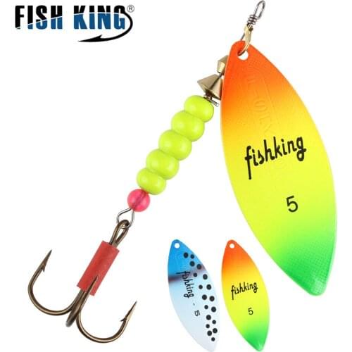 FISH KING Spinner Bait 4.4g 7.1g 12.6g 17.7g 26.2g Spoon Lures Pike Metal With Treble Hooks Arttificial Bass Bait Fishing Lure
