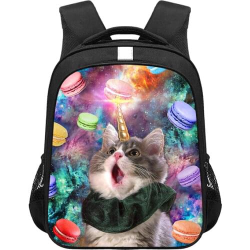 Animal Kawaii Kitten Schoolbag Lovely Cat Eating Pizza Student Backpack Large Capability Kindergarten Knapsack Boys Book Bag