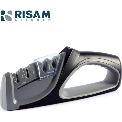 RISAMSHA Knife Sharpener Professional Four-stage Knife Sharpener Carbide Knife Sharpener Ceramic Rod