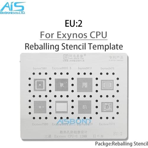 Amaoe EU2 BGA Reballing Stencil For Samsung Exynos 9810 8895 7880 7580 7570 3470 3475 CPU Planting Tin Net Repair Tools