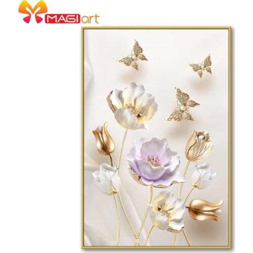 Cross stitch kits Embroidery needlework sets 11CT water soluble canvas patterns 14CT Modern style Butterfly Love Flower -NCMF295