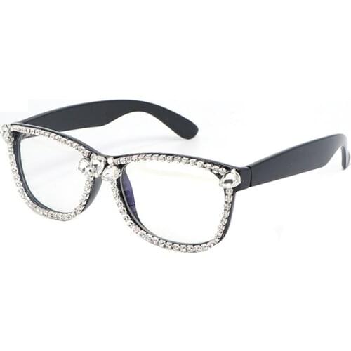 2021 Fashion Womens Rhinestone Glasses Special Designed Rectangular Anti Blue Ray Diamond EyeGlasses