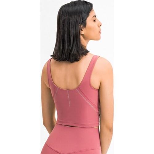 ZenYoga Low-Mid Support Yoga Longline Sport Bras Women Front V-Neck Printing Gym Cropped Tops Padded Fitness Workout Brassiere