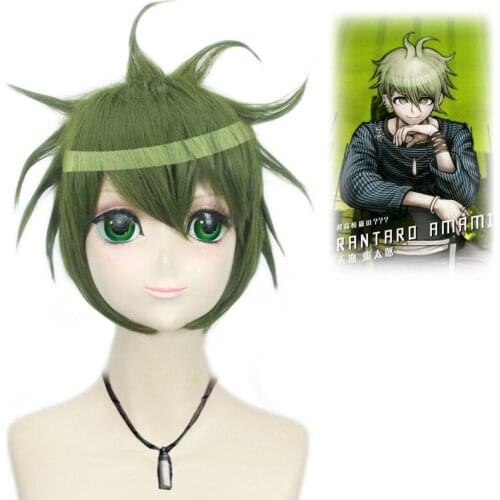 1:1 Danganronpa: Rantaro Amami Cosplay Wigs Mioda Ibuki Playing Short Colorful Long Straight Hair Halloween Wigs
