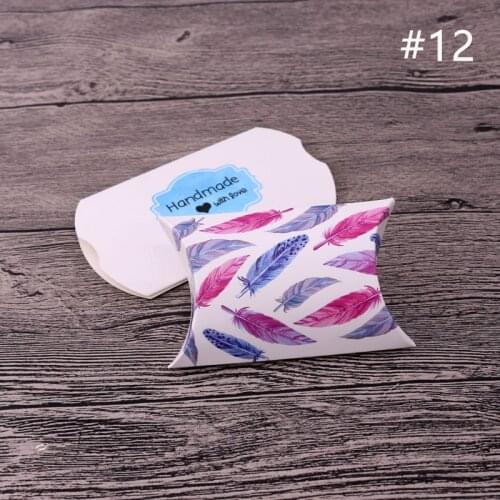 10pcs/lot Colorful Feather Handmade With Love Paper Jewelry Box 6.5x9x2.5cm Small Happiness Wedding Festival Candy Hand Gift Box