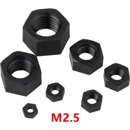 1000pcs M2.5 Black Nylon Hex Nut Hexagon Plastic Nuts NL66