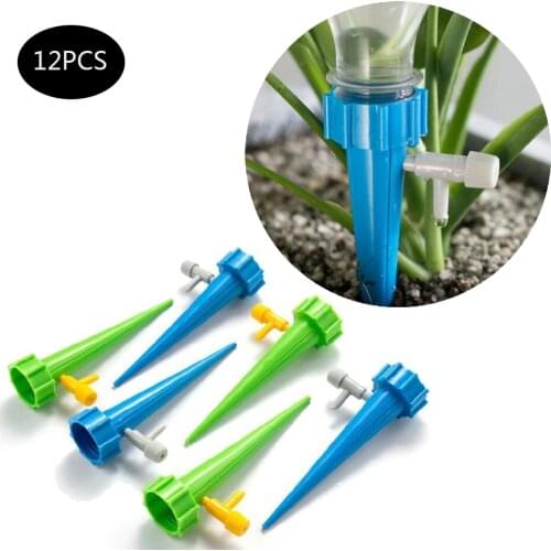 12PCS Automatic Plant Self Watering Stakes Spikes Adjustable Bottle Cap Drip Irrigation Devices for Vacation and Every Day Use
