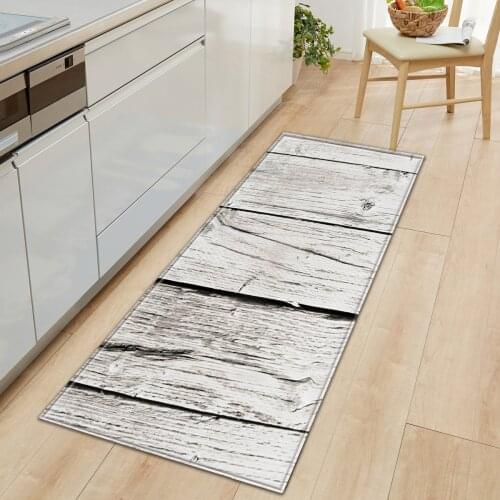 12 Styles Silver Gray Anti-slip Modern Kitchen Rugs Wood Grain Pattern Floor Carpet for Living Room Washable Doormat Bedroom Mat
