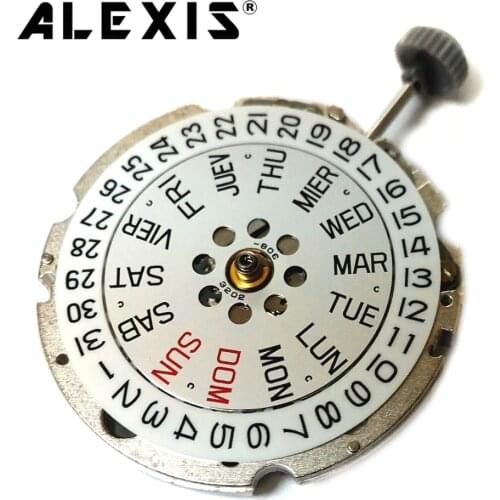 2PCS. Automatic & Manual Winding Movement Date Spanish Wide Day Original Miyota 8205