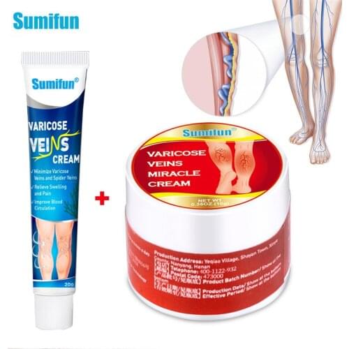 2Types Sumifun Varicose Veins Cream Phlebitis Vasculitis Ointment Thigh Spider Removal Blood Vessel Swell Pain Relief Plaster