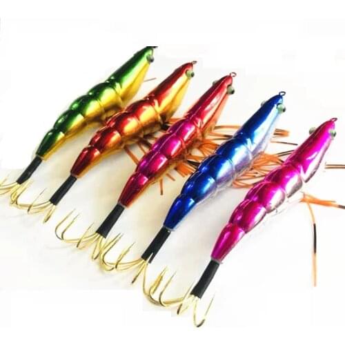 20Pcs Fake Shrimp Lure Fishing Wobbler 14CM 19G Wood Squid Jig Artificial Bait Jigging Lure Octopus Bait