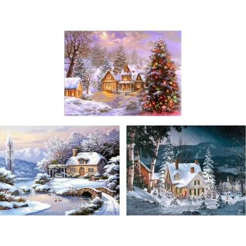 3Pieces/lot DIY 5D Diamond Painting Winter Season Snow Diamond Embroidery Scenery Cross Stitch Full Round Drill Art Home Decor