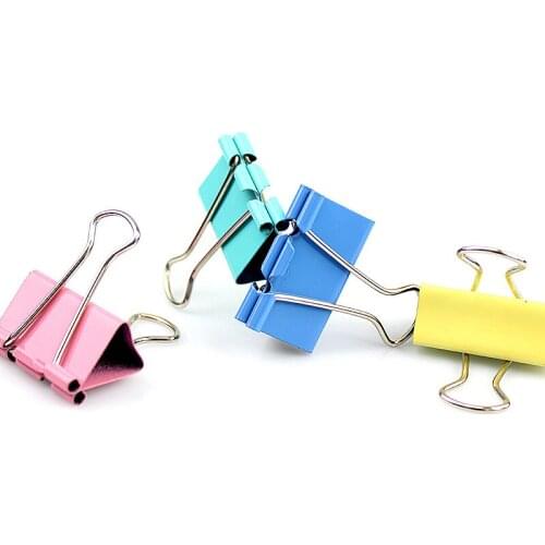40Pcs Colorful Metal Binder Clips Paper Clip 3*2cm School Office Learning Supplies Color Random High Quality