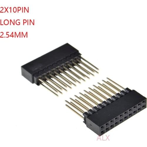 5PCS 2x10 PIN double Row Straight FEMALE PIN HEADER 2.54MM PITCH pin long 12MM Strip Connector Socket 2*10 20 PIN 2x10pin pc104