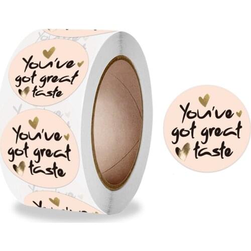 1 Inch 500 Pcs/Roll Pink You've Got Great Taste Thank You Stickers Labels for Envelope Baking Gifts Card Party Packaging