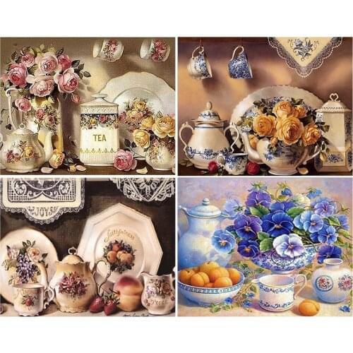 5D DIY Diamond Painting Flower Fruit Kit Full Drill Embroidery Mosaic Art Picture of Rhinestones Kitchen Decoration Sale