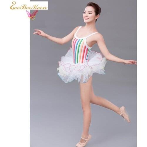 Ballet Leotard Dance Clothes Kids Balet Costume Ballerina Dress Free Shipping Diamond Rainbow Ballet Tutu Dance Wear For Girls