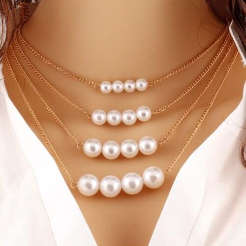 Bohemian Shell Multi layer Necklaces For Women Girl Fashion Gold Color Long Pearl Pendant Necklace Collar Jewelry