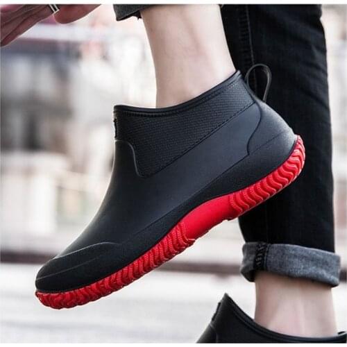 Swonco Men Rubber Shoes Waterproof Rain Boots 2021 Autumn New Male Short Ankle Boots Waterproof Rianboots Shoes