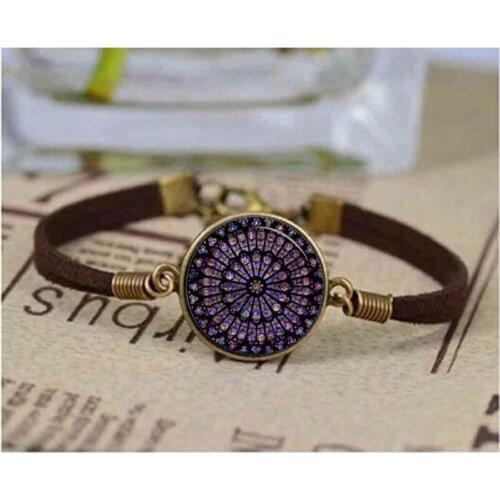 Rose Window Stained Glass Notre Dame de Paris Cathedral bracelet Bangle