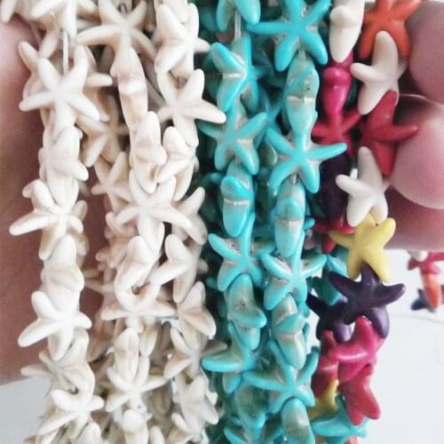 Approx.38pcs/Strand 13x13mm Starfish Shape Natural Stone Beads Loose Spacer Beads Turquoises Seed Beads for DIY Jewelry Making