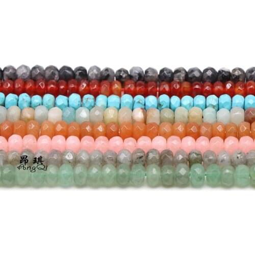 Fashion natural stone beads multi colors carnelian onyx 4*6mm faceted abacus rondelle elegant diy loose beads section jades